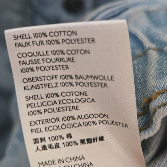 Free People We The Free Ariel Cozy Bomber Jacket Denim Sherpa Trim Size L - Picture 10 of 10